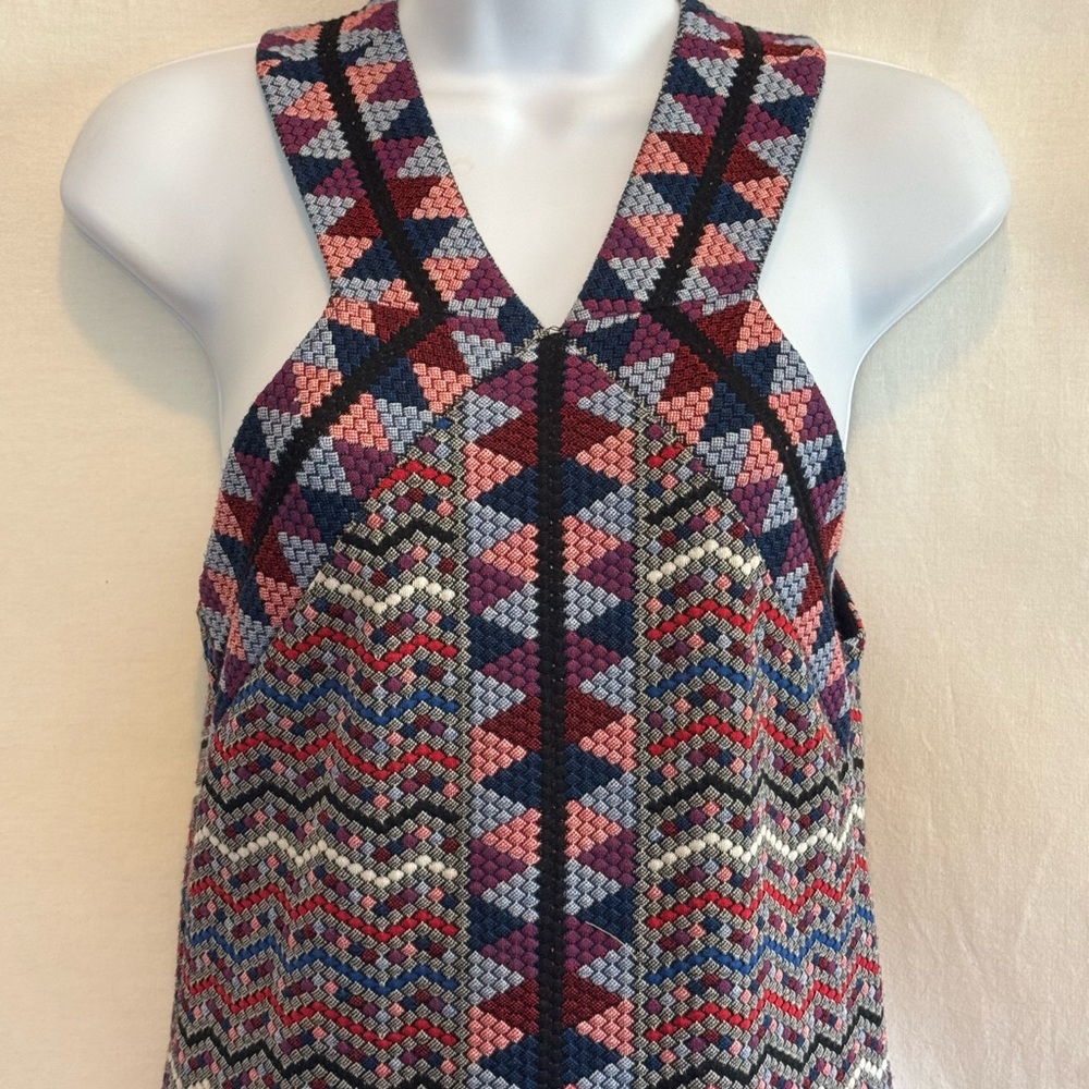 C-127 BCBG MaxAzria Colorful Woven Sleeveless MIDI Dress Size M - Picture 3 of 12
